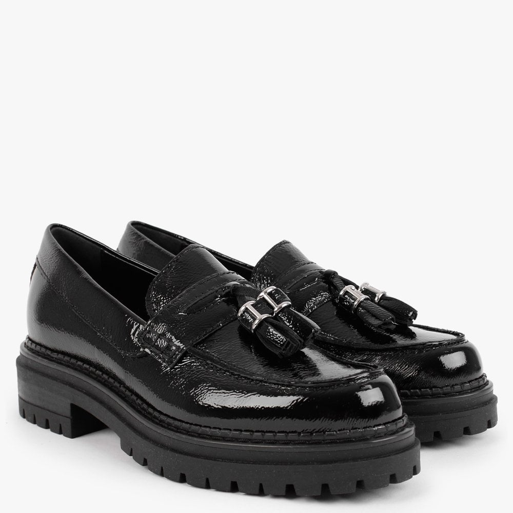 Nassel Black Patent Leather Tassel Loafers