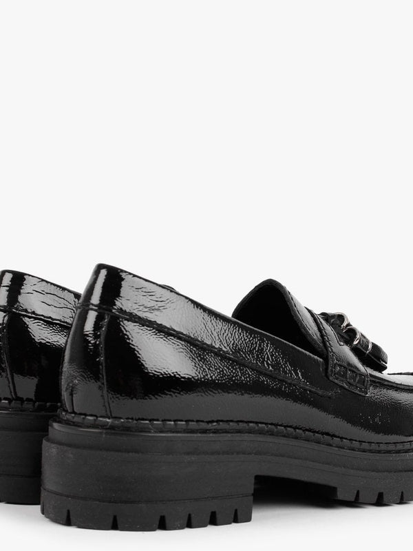 Nassel Black Patent Leather Tassel Loafers