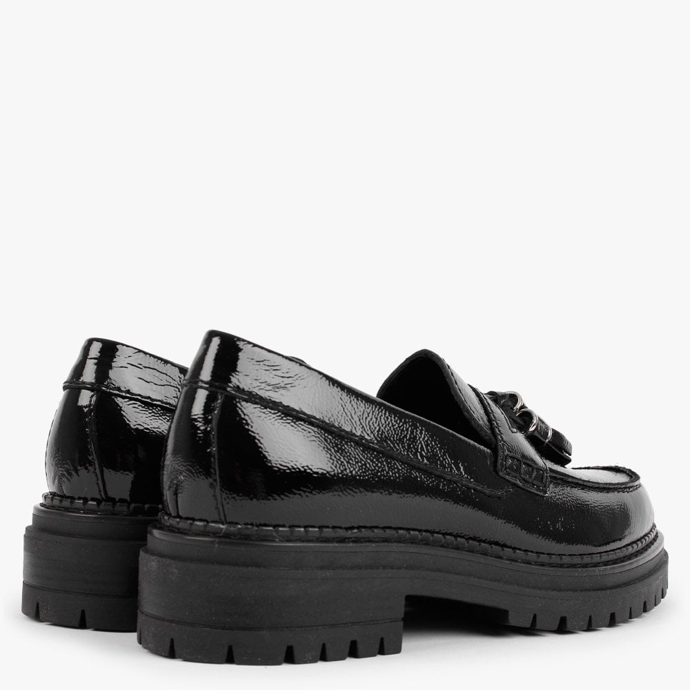 Nassel Black Patent Leather Tassel Loafers