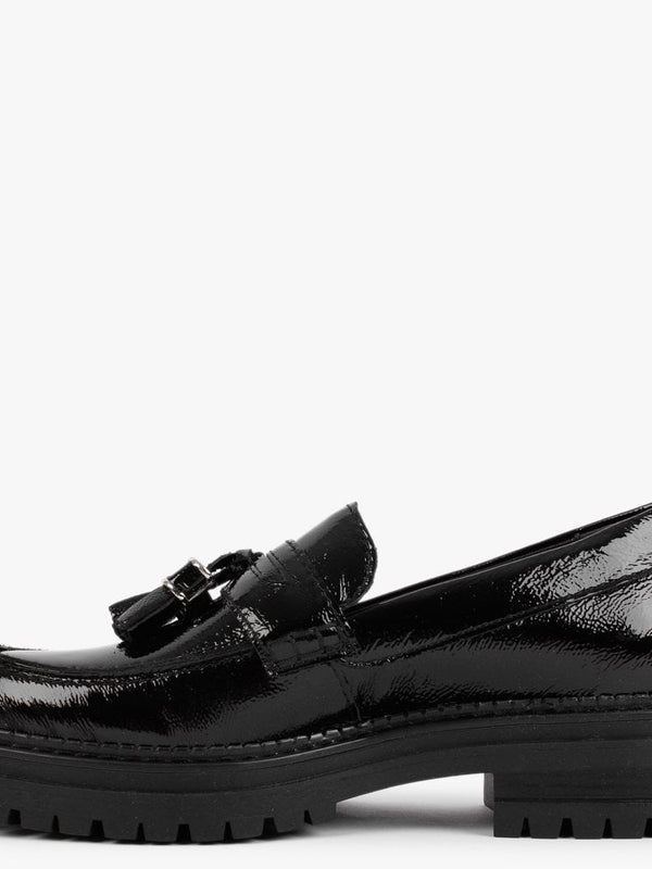Nassel Black Patent Leather Tassel Loafers
