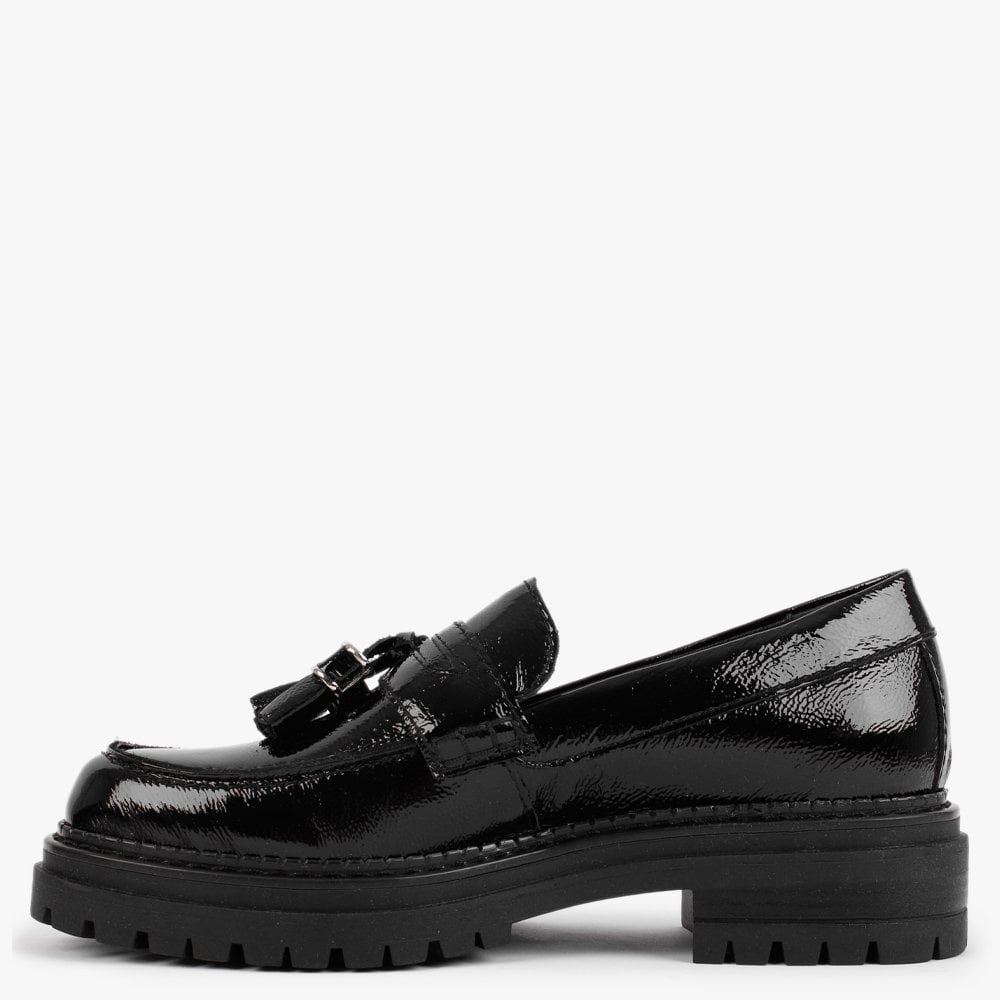 Nassel Black Patent Leather Tassel Loafers