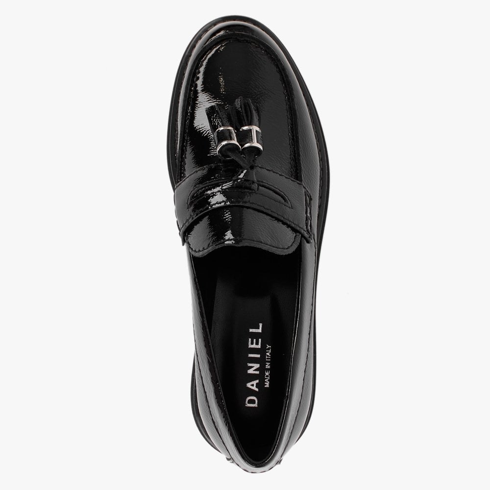 Nassel Black Patent Leather Tassel Loafers