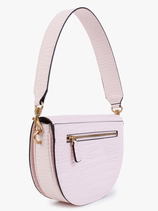 Danna Powder Pink Moc Croc Saddle Bag