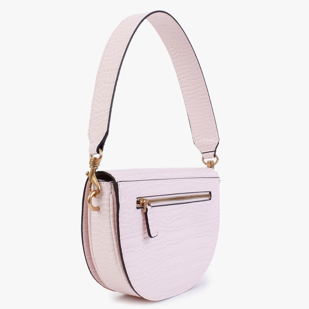 Danna Powder Pink Moc Croc Saddle Bag