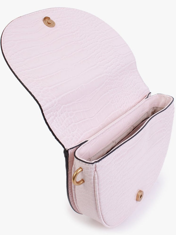 Danna Powder Pink Moc Croc Saddle Bag