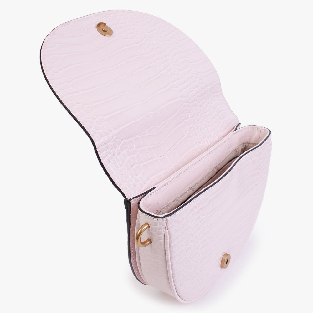 Danna Powder Pink Moc Croc Saddle Bag