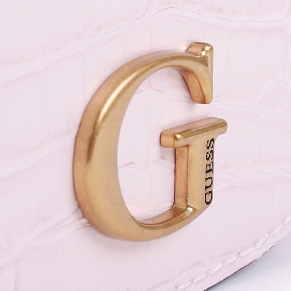 Danna Powder Pink Moc Croc Saddle Bag