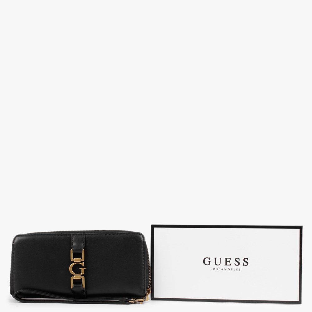 Large Briana Black Zip Around Wallet