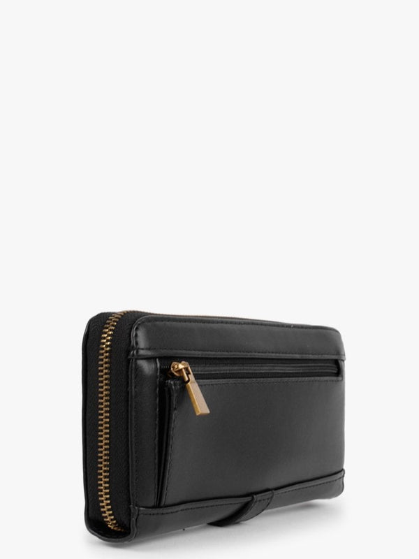 Large Briana Black Zip Around Wallet