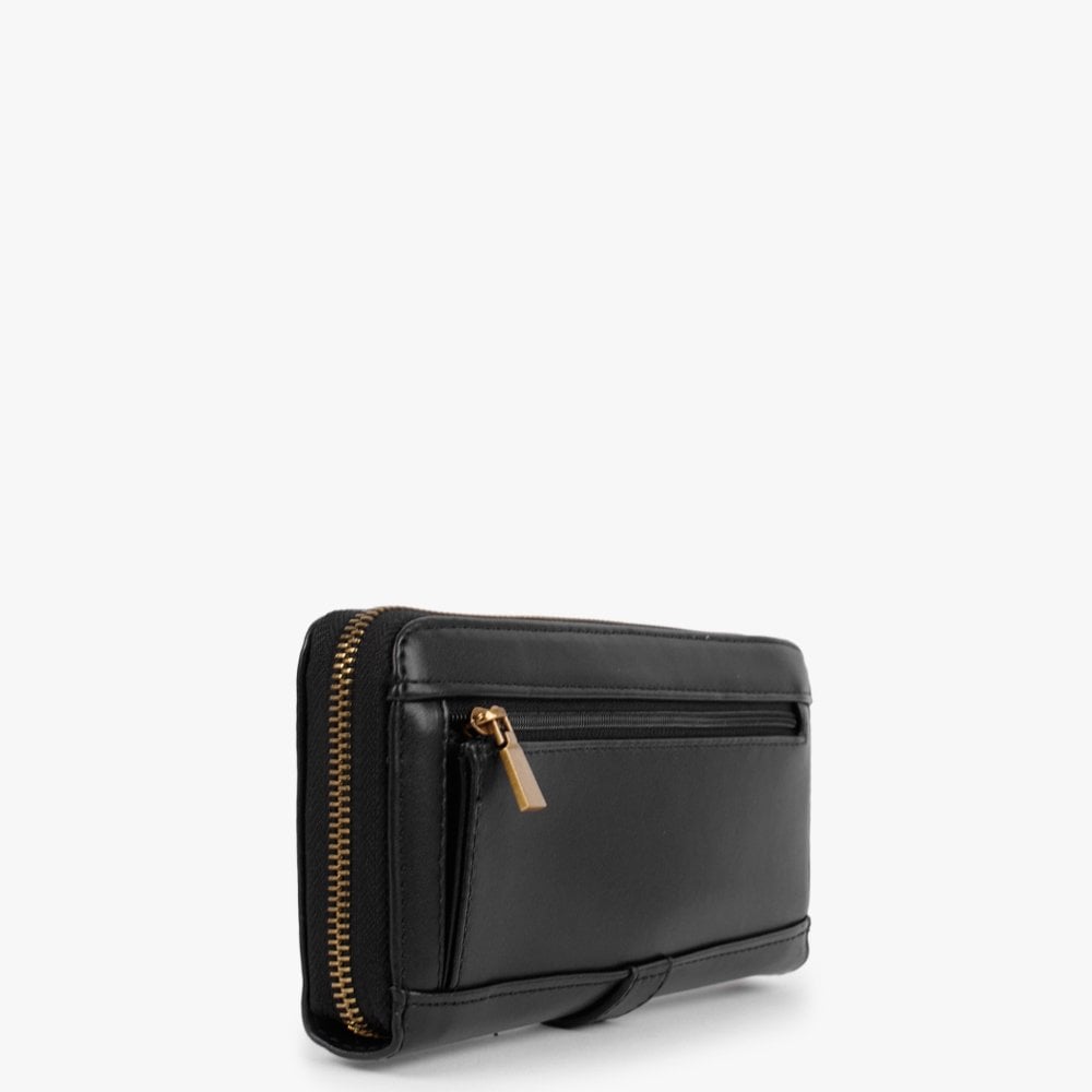Large Briana Black Zip Around Wallet