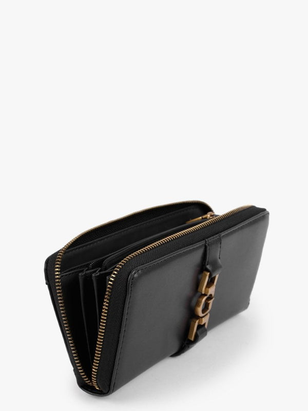 Large Briana Black Zip Around Wallet