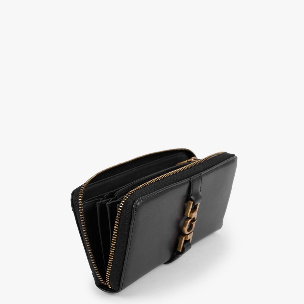 Large Briana Black Zip Around Wallet