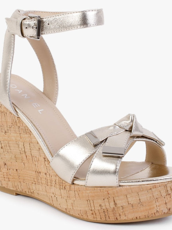 Sow Gold Leather Wedge Sandals