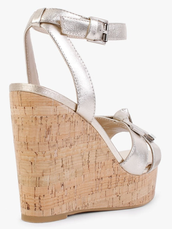 Sow Gold Leather Wedge Sandals