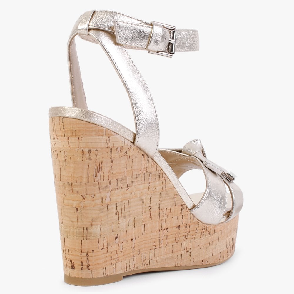 Sow Gold Leather Wedge Sandals