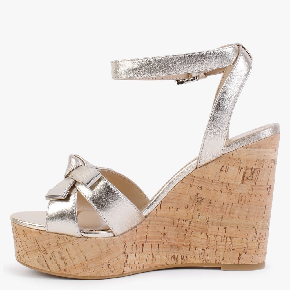 Sow Gold Leather Wedge Sandals