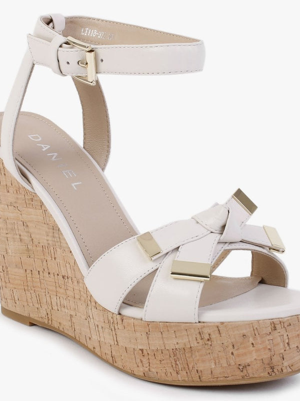 Sow Cream Leather Wedge Sandals