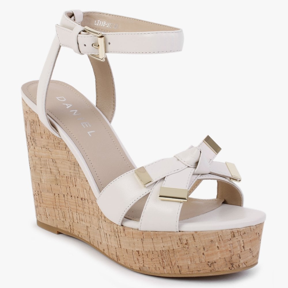 Sow Cream Leather Wedge Sandals