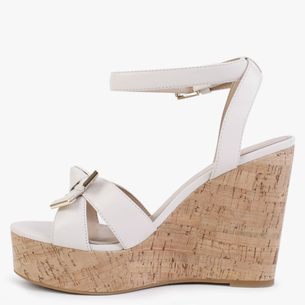 Sow Cream Leather Wedge Sandals