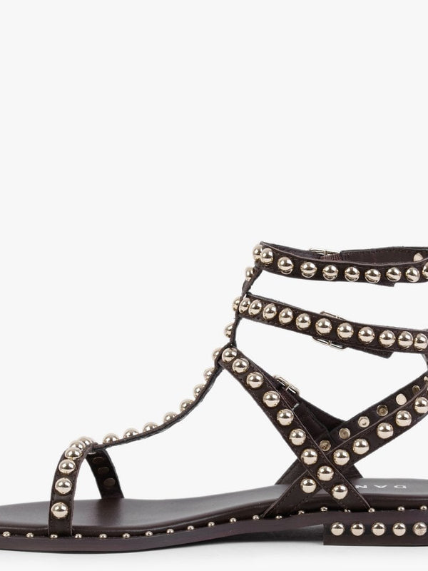 Eternal Brown Leather Studded Gladiator Sandals