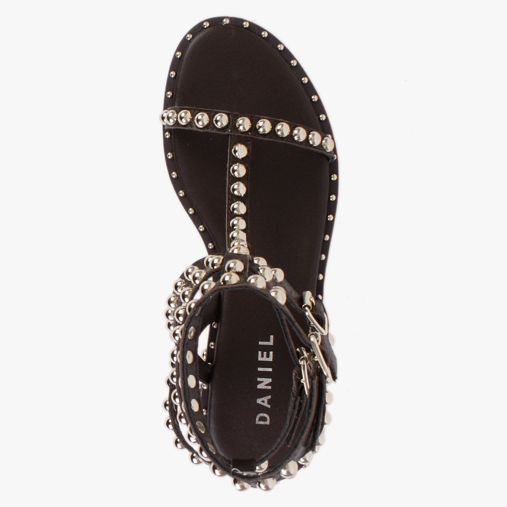 Eternal Brown Leather Studded Gladiator Sandals