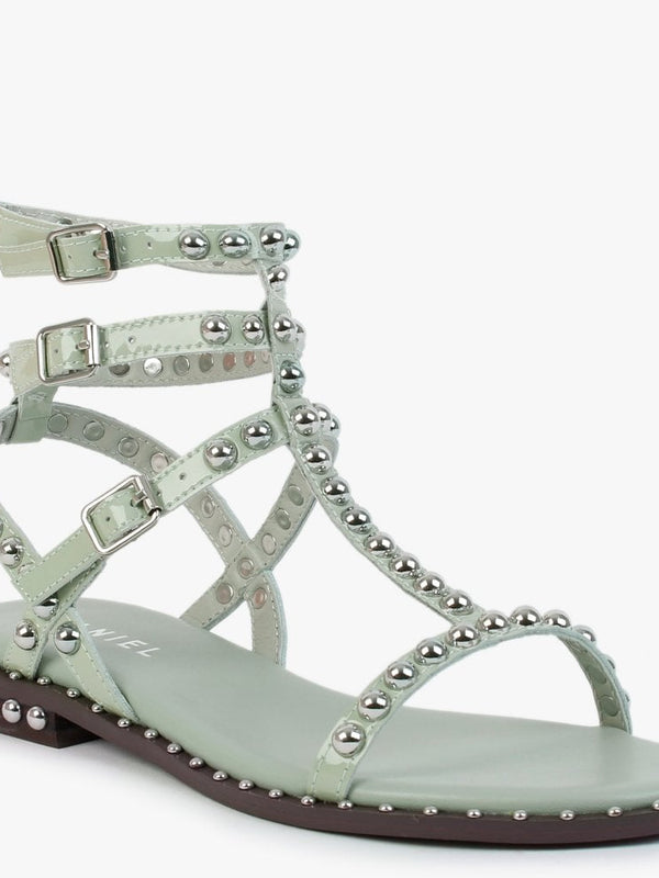 Eternal Green Patent Leather Studded Gladiator Sandals