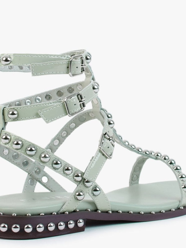 Eternal Green Patent Leather Studded Gladiator Sandals