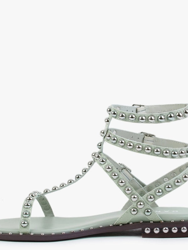 Eternal Green Patent Leather Studded Gladiator Sandals