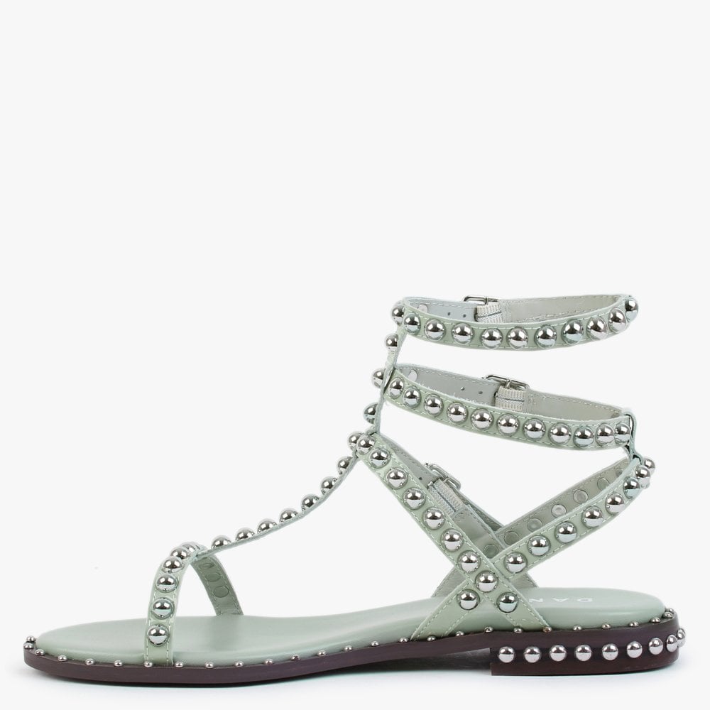 Eternal Green Patent Leather Studded Gladiator Sandals