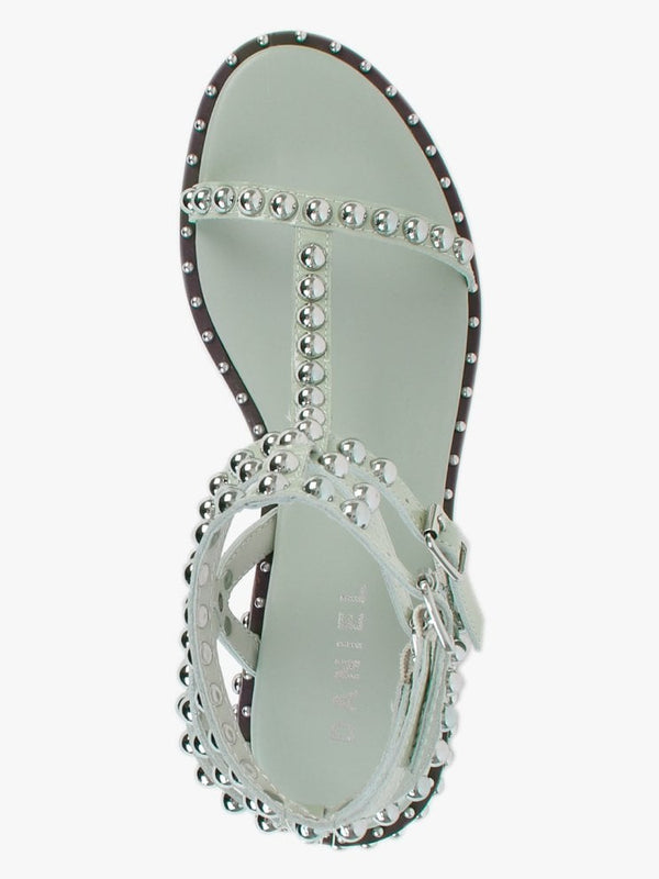 Eternal Green Patent Leather Studded Gladiator Sandals