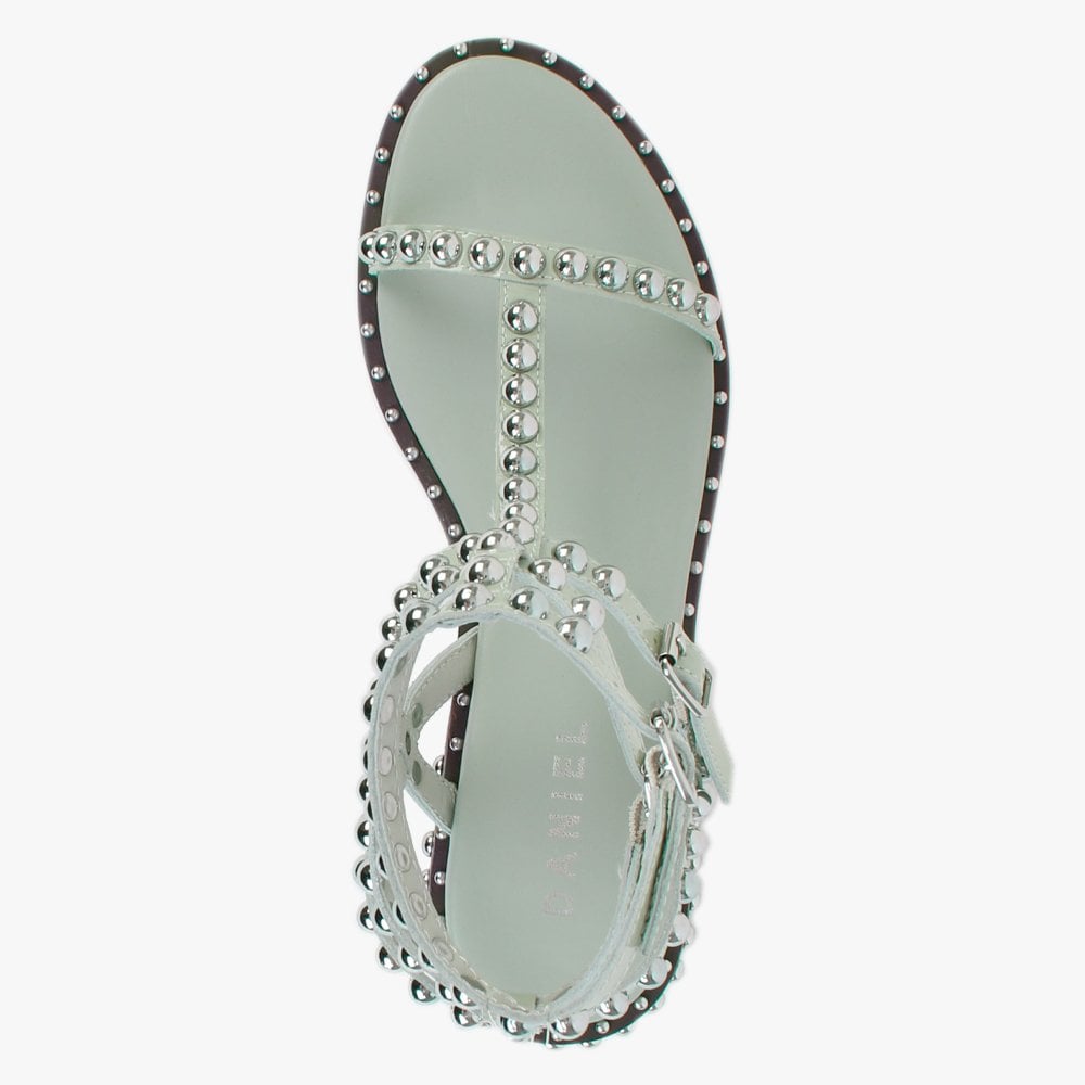 Eternal Green Patent Leather Studded Gladiator Sandals