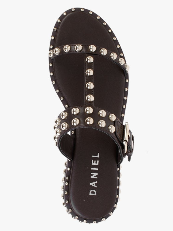 Eternity Brown Leather Studded Mule Sandals