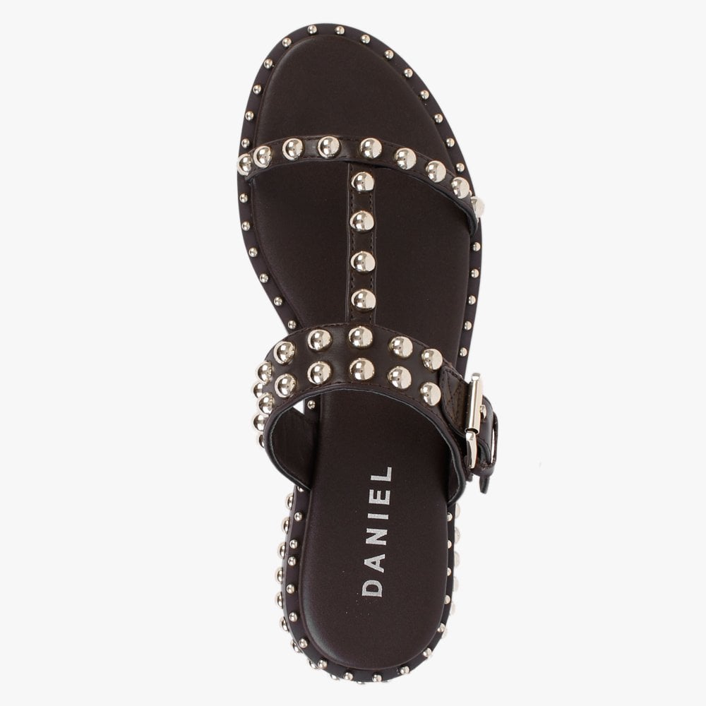 Eternity Brown Leather Studded Mule Sandals