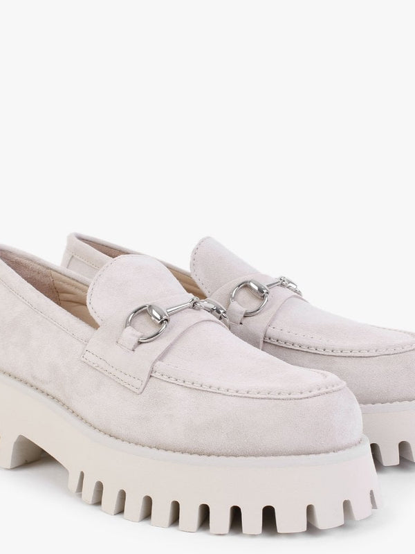 Wheat Light Grey Suede Chunky Loafers