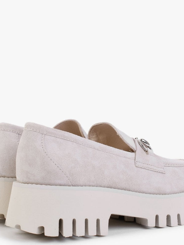 Wheat Light Grey Suede Chunky Loafers