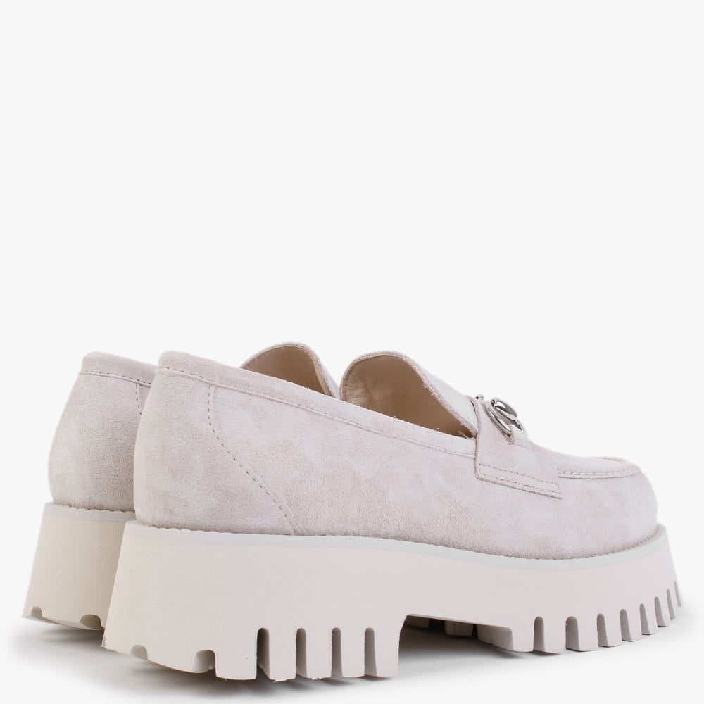 Wheat Light Grey Suede Chunky Loafers