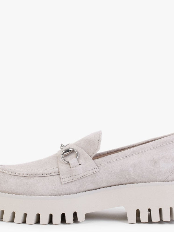 Wheat Light Grey Suede Chunky Loafers