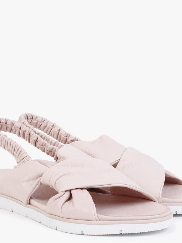 Nasellie Nude Leather Cross Strap Sandals