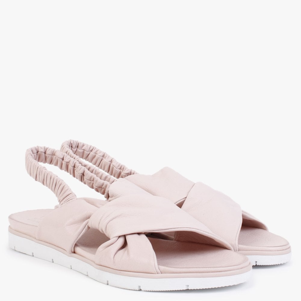Nasellie Nude Leather Cross Strap Sandals