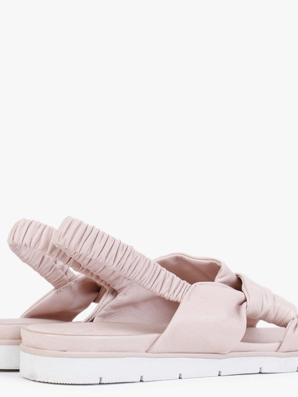 Nasellie Nude Leather Cross Strap Sandals