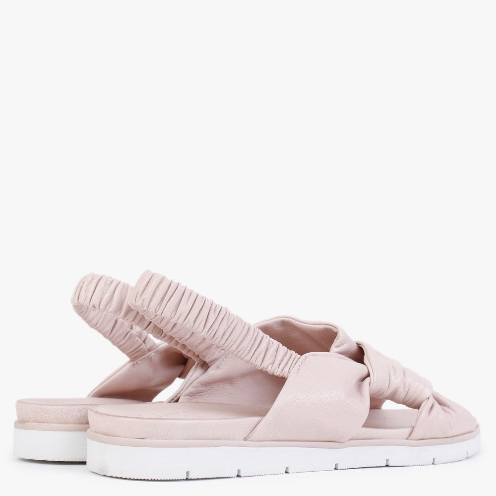 Nasellie Nude Leather Cross Strap Sandals