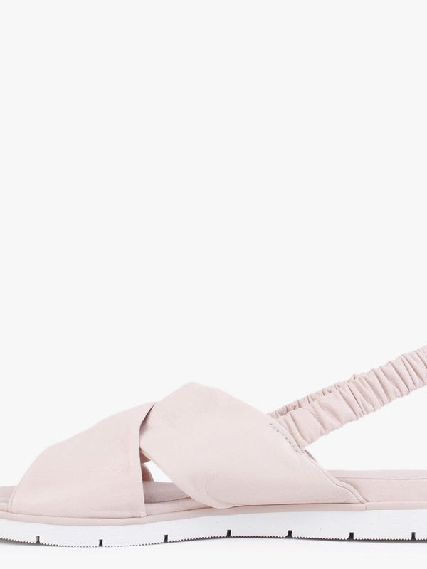 Nasellie Nude Leather Cross Strap Sandals