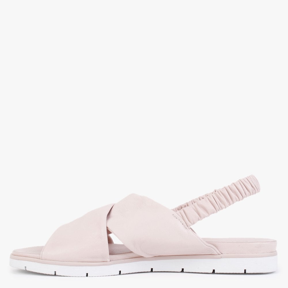 Nasellie Nude Leather Cross Strap Sandals