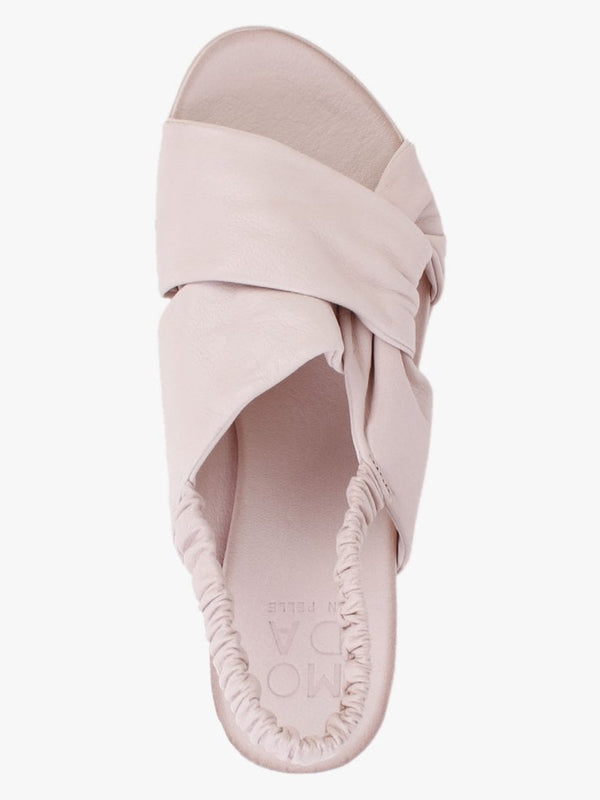 Nasellie Nude Leather Cross Strap Sandals