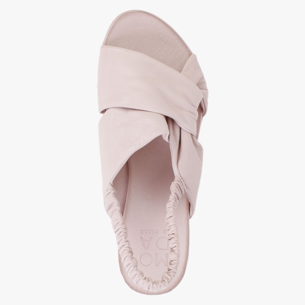 Nasellie Nude Leather Cross Strap Sandals