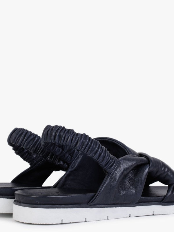 Nasellie Navy Leather Cross Strap Sandals
