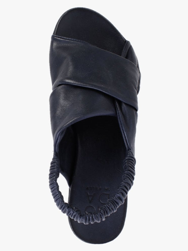 Nasellie Navy Leather Cross Strap Sandals