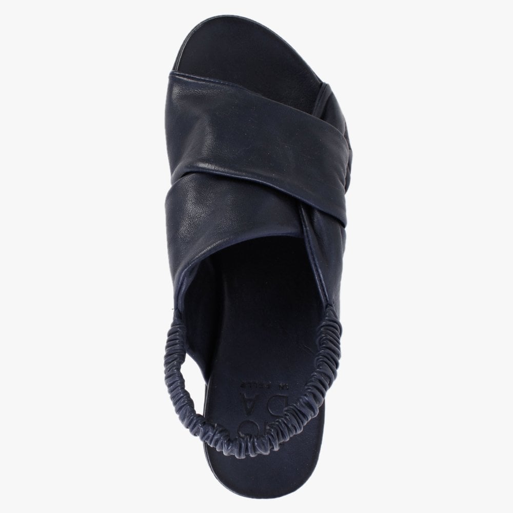 Nasellie Navy Leather Cross Strap Sandals