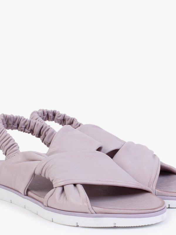 Nasellie Lilac Leather Cross Strap Sandals