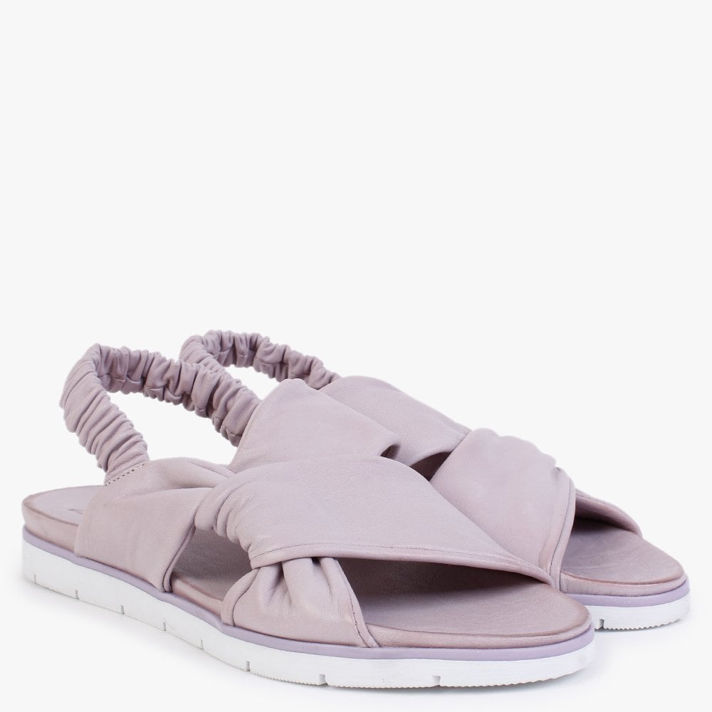 Nasellie Lilac Leather Cross Strap Sandals